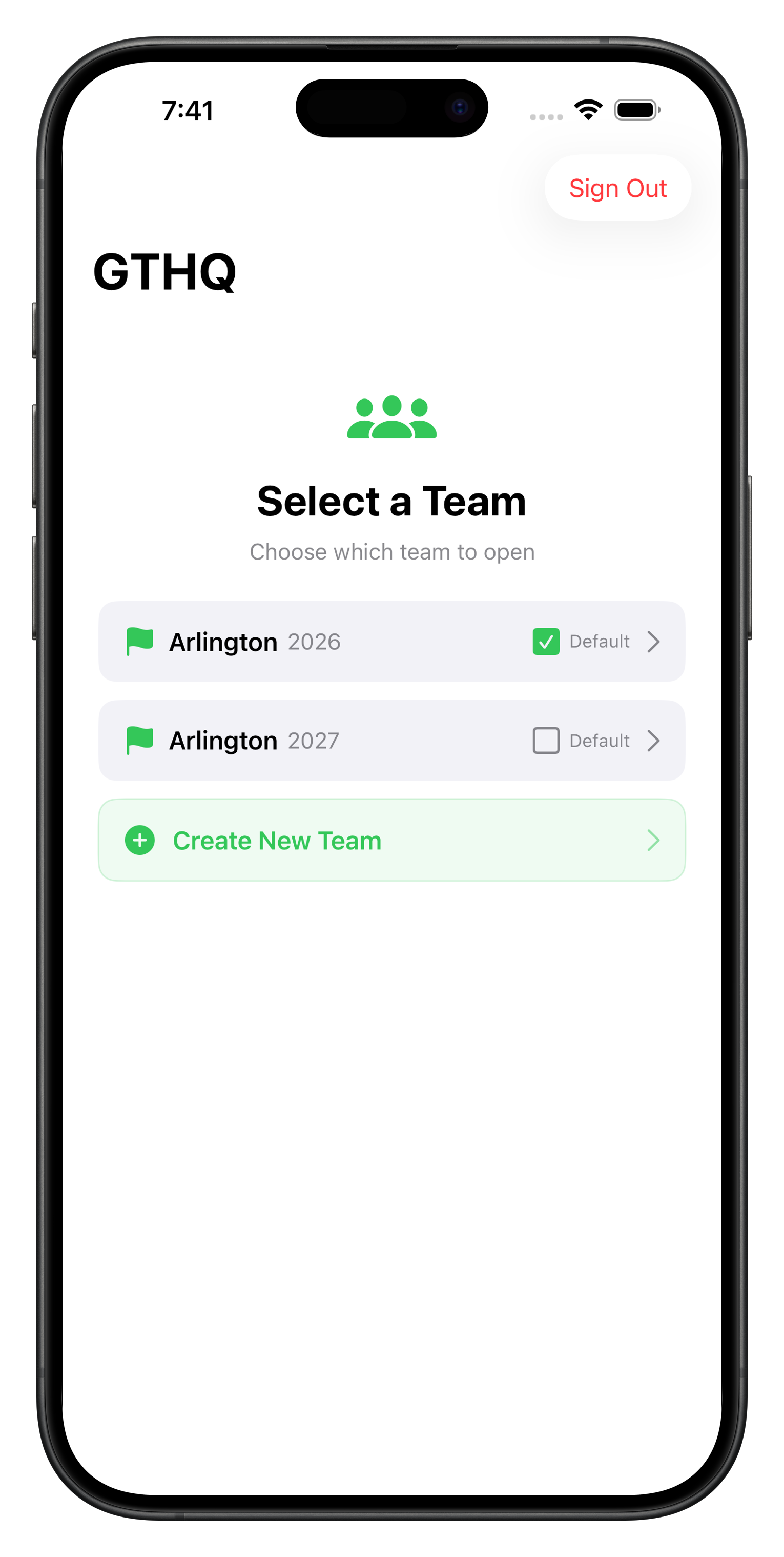 Select between multiple teams
